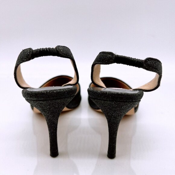 Manolo Blahnik Carolyne Low Heel Women’s Slingback Pumps Black Glitter EU 36.5 - Picture 8 of 12